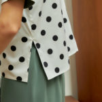 Reversible Basic Blouse I with bw polka dots and light green
