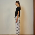 Reversible Signature Pants with bw polka dots and solid beige