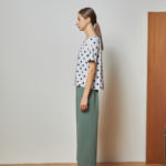 Reversible Signature Pants with green floral prints and light green