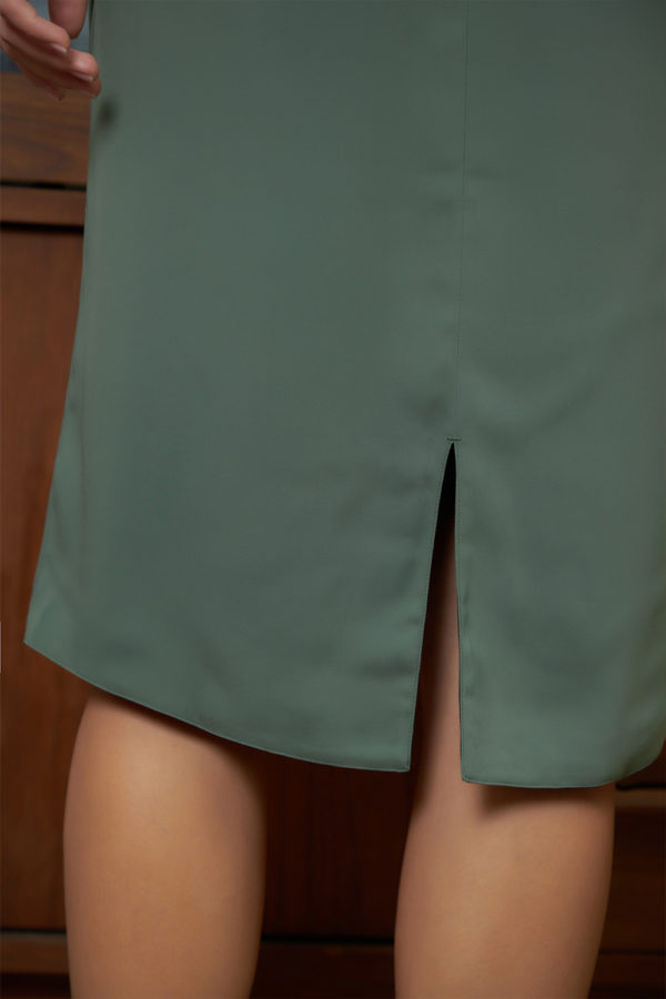 Reversible Midi Pencil Skirt with light green and black