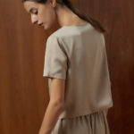 Reversible Cropped Wide Leg Pants with light grey and solid beige