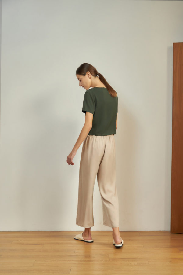 Reversible Signature Pants with bw polka dots and solid beige