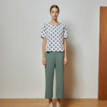 Reversible Basic Blouse I with bw polka dots and light green