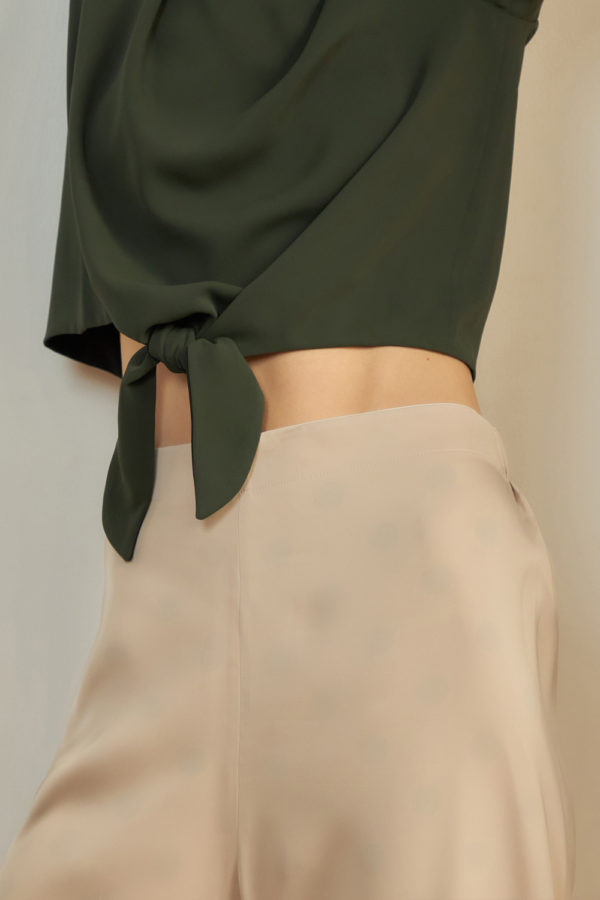 Reversible Signature Pants with bw polka dots and solid beige