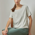 Reversible Midi Pencil Skirt with light green and black