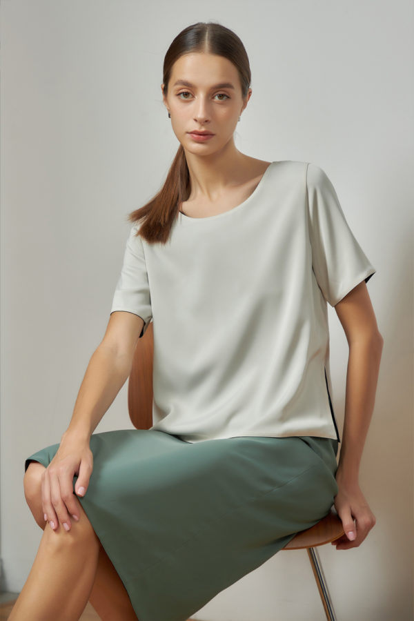 Reversible Midi Pencil Skirt with light green and black