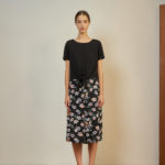 Reversible Cropped Wide Leg Pants with black floral prints and black