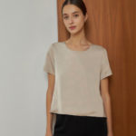 Reversible Basic Blouse II with black floral prints and solid beige (reverse side)